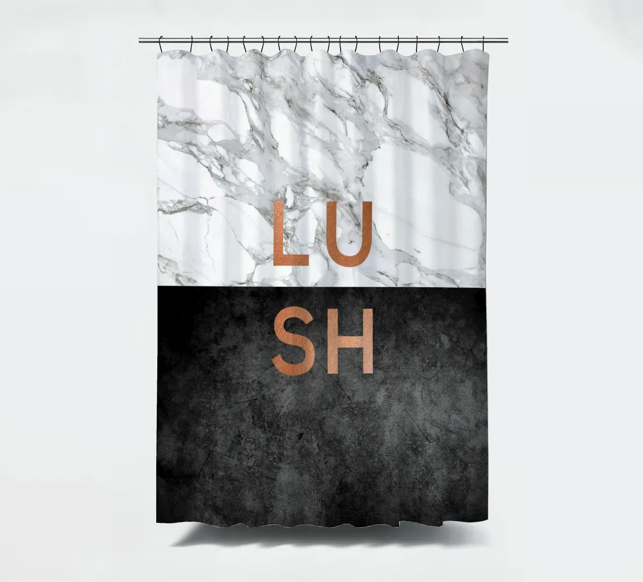 Lush Marble Quote shower curtain by Orara Studio