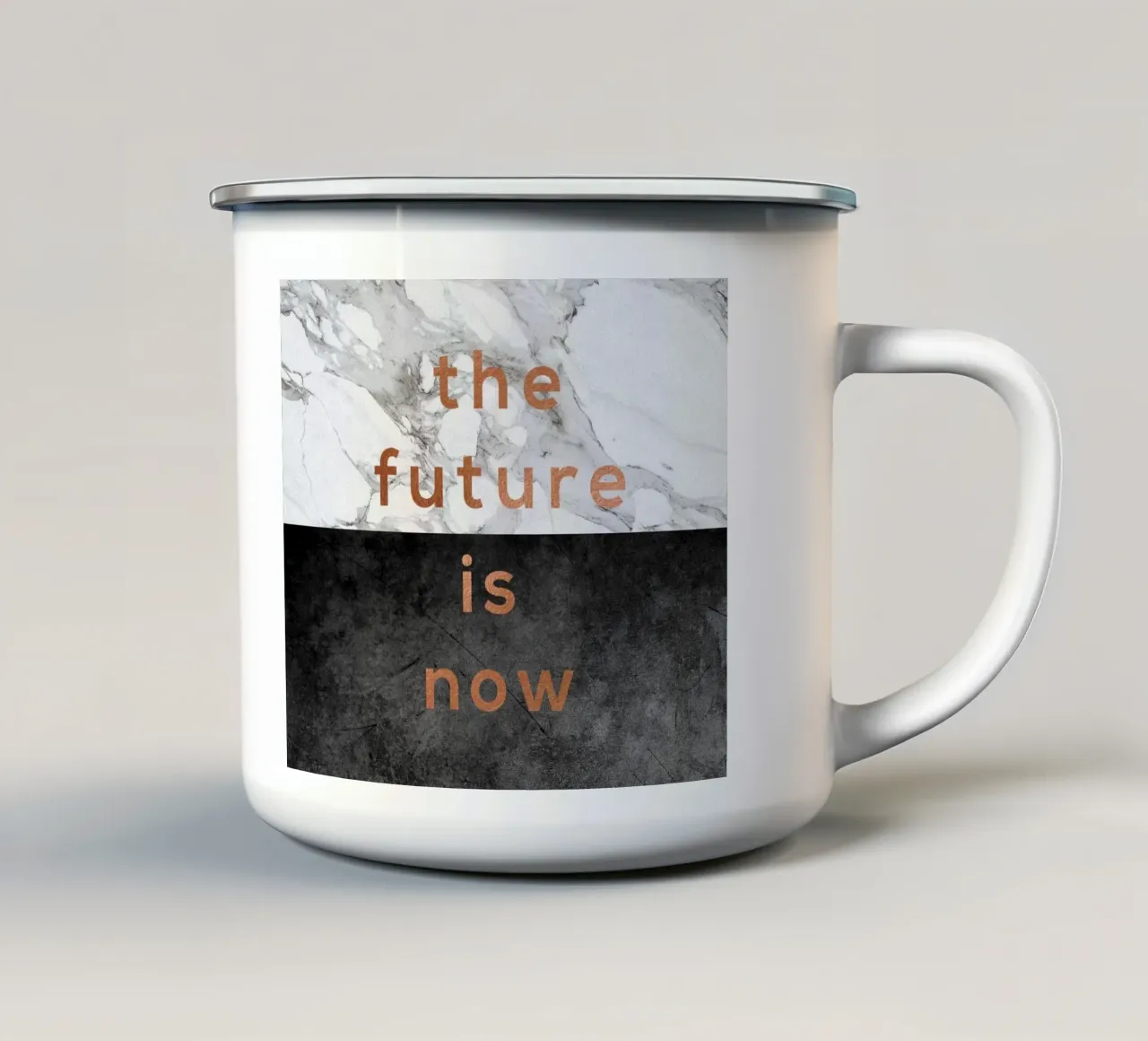 Il futuro è adesso tazza in smalto da Orara Studio