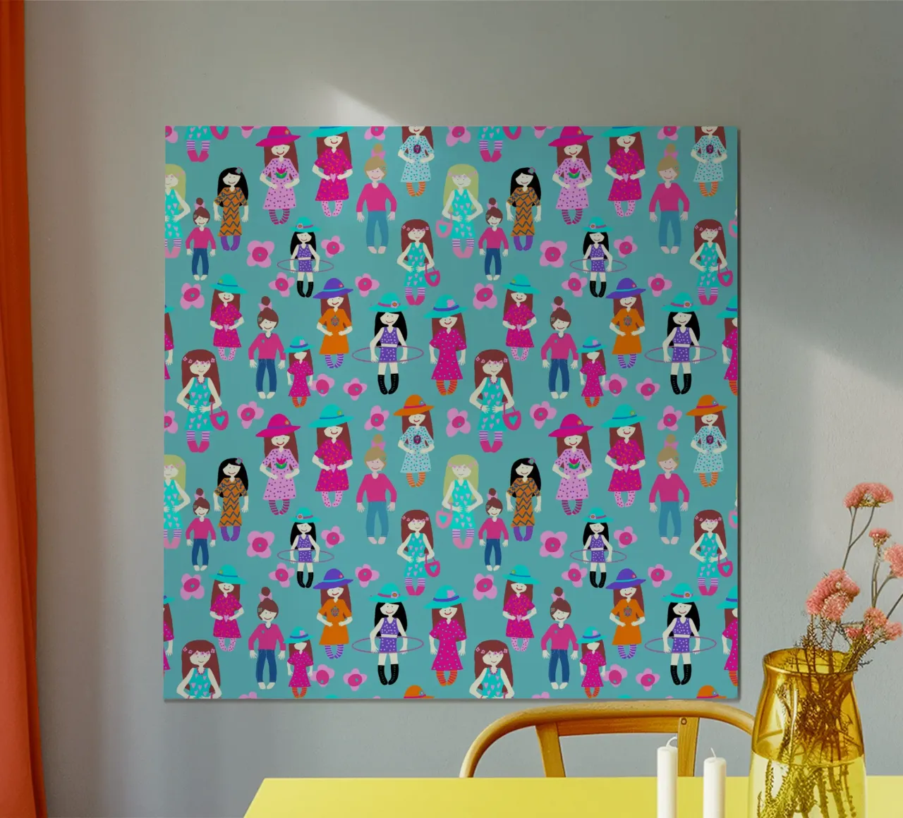 Girlpower hellblau poster con telaio in alluminio da Miris bunte Modewelt