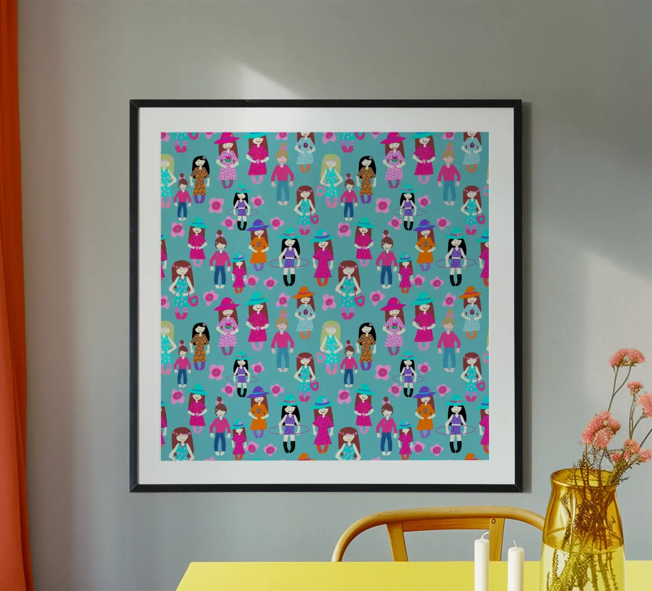 Girlpower hellblau poster con telaio in alluminio da Miris bunte Modewelt