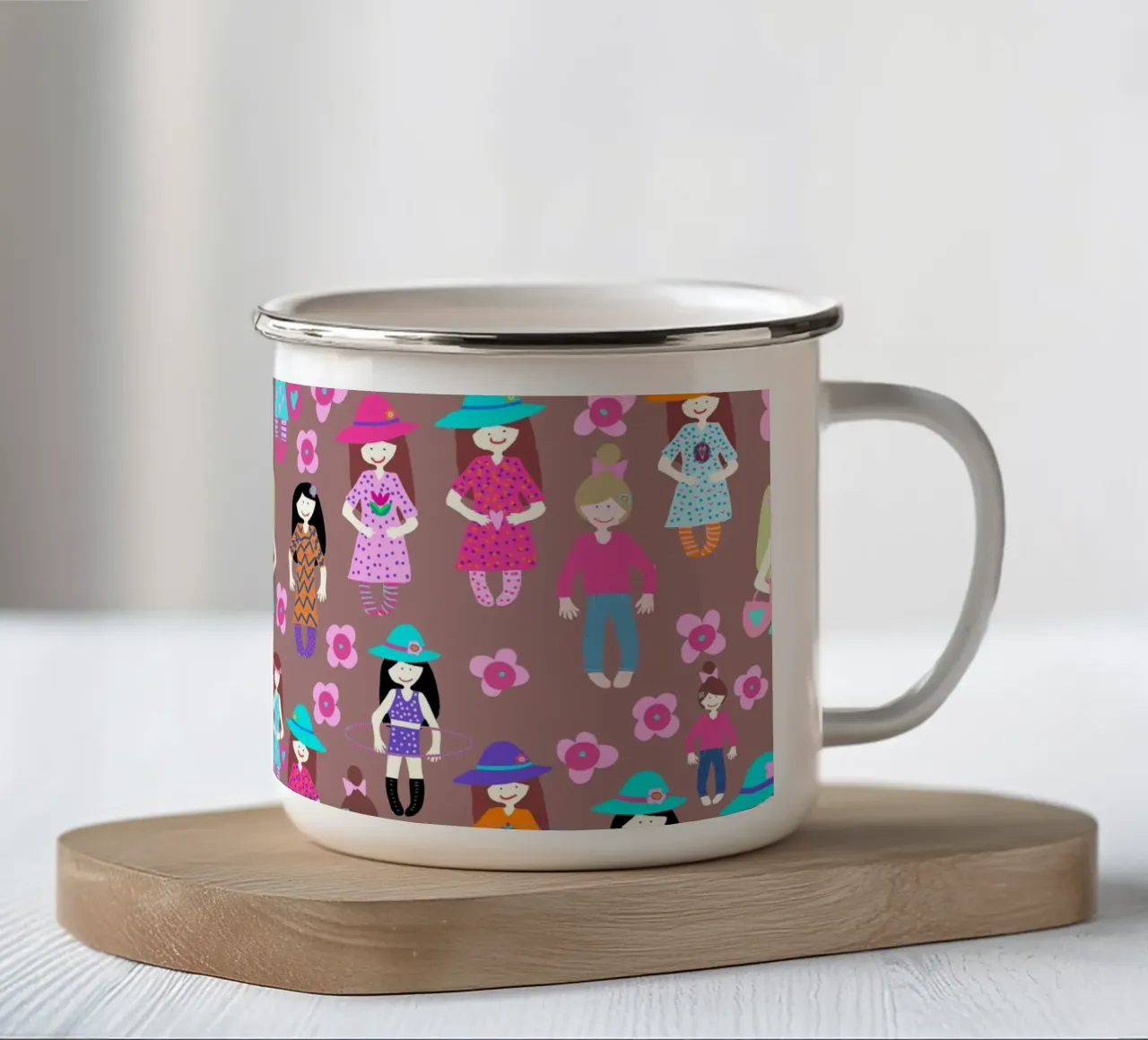 Girlparty brauner Hintergrund tazza in smalto da Miris bunte Modewelt