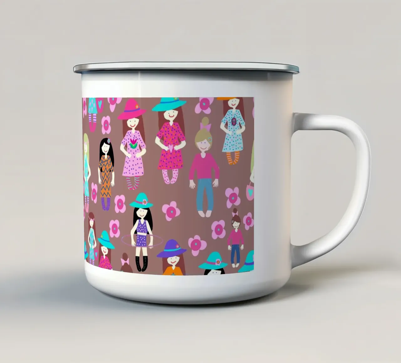 Girlparty brauner Hintergrund tazza in smalto da Miris bunte Modewelt