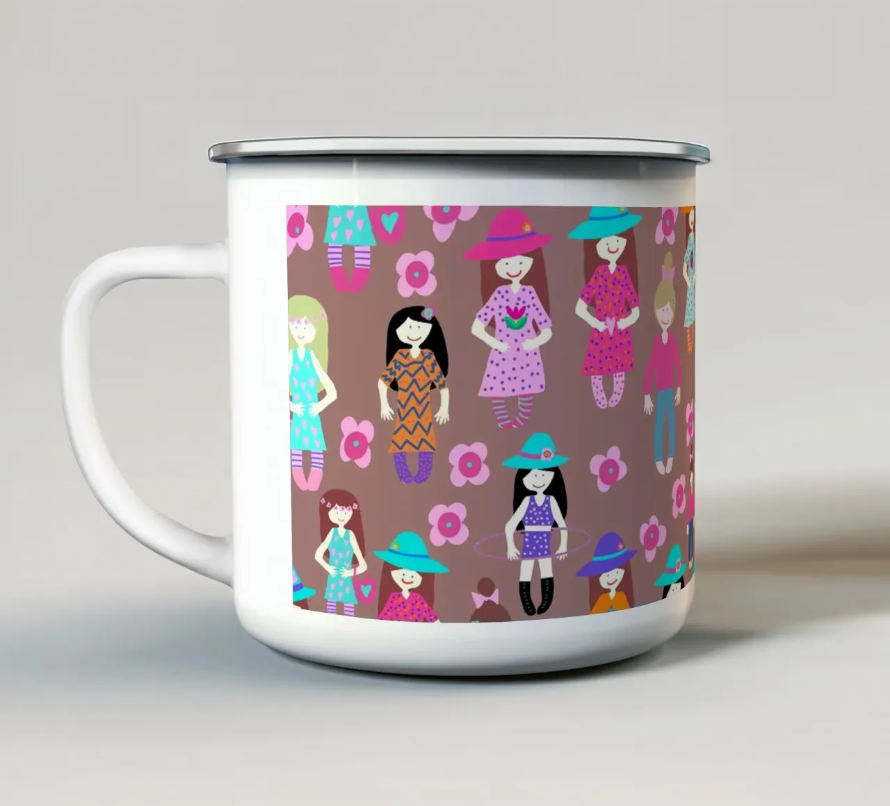 Girlparty brauner Hintergrund tazza in smalto da Miris bunte Modewelt