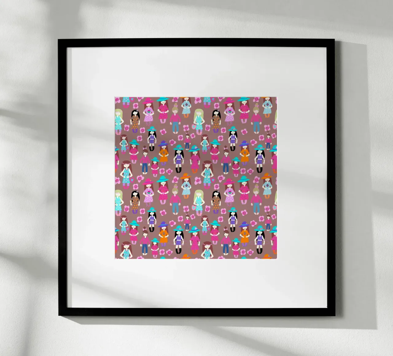 Girlparty brauner Hintergrund poster con telaio in alluminio da Miris bunte Modewelt
