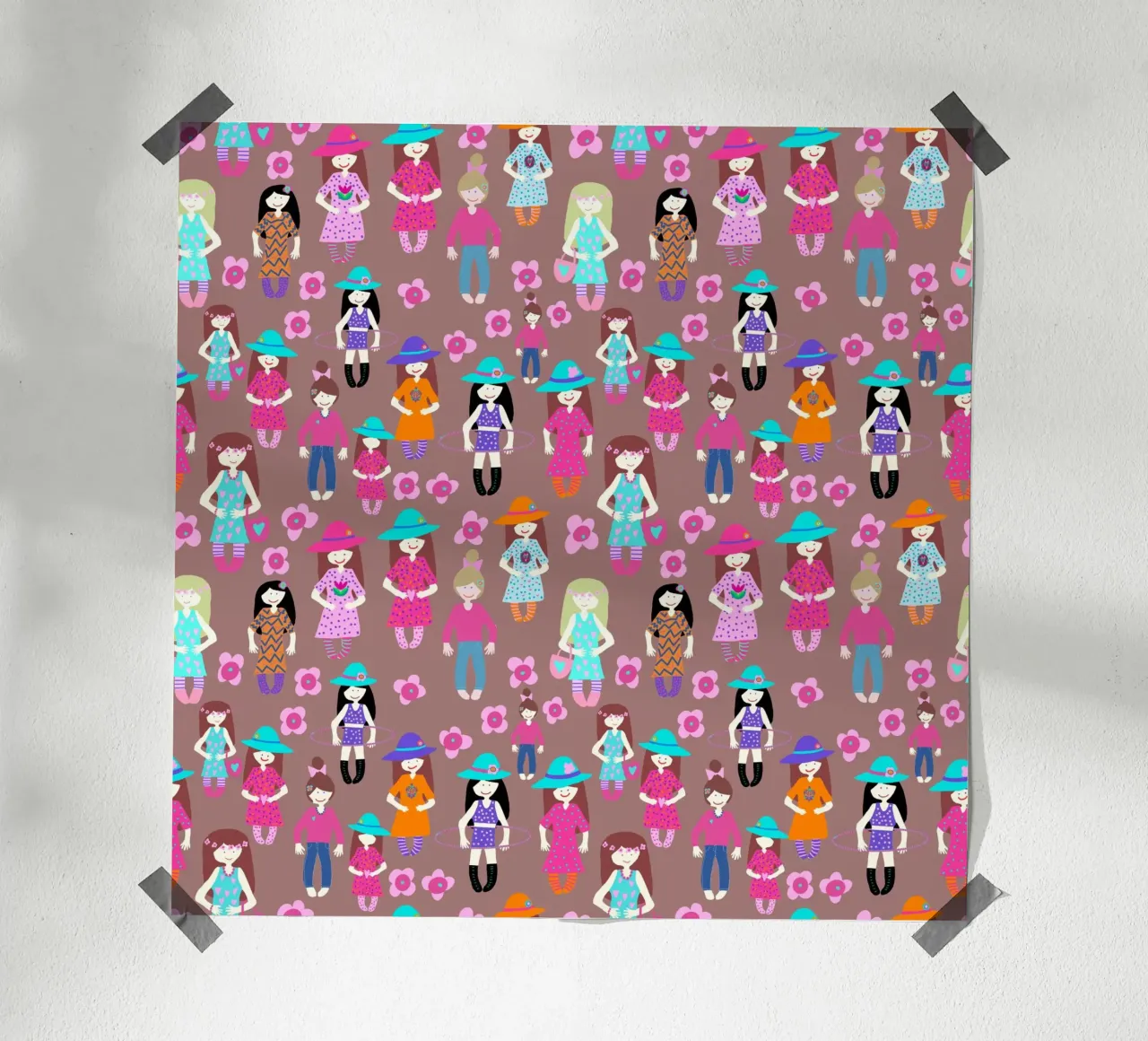 Girlparty brauner Hintergrund poster con telaio in alluminio da Miris bunte Modewelt