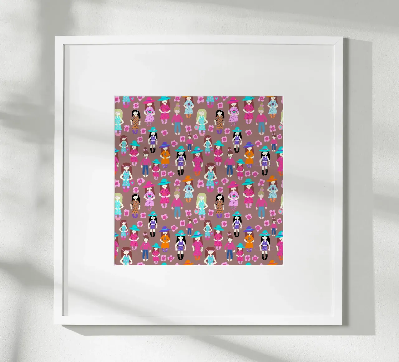 Girlparty brauner Hintergrund poster con telaio in alluminio da Miris bunte Modewelt