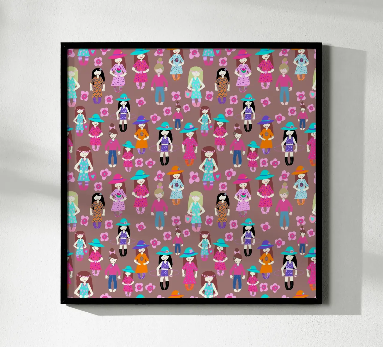 Girlparty brauner Hintergrund poster con telaio in alluminio da Miris bunte Modewelt