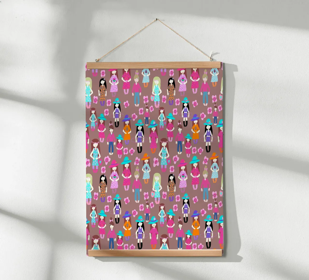 Girlparty brauner Hintergrund poster con telaio in alluminio da Miris bunte Modewelt