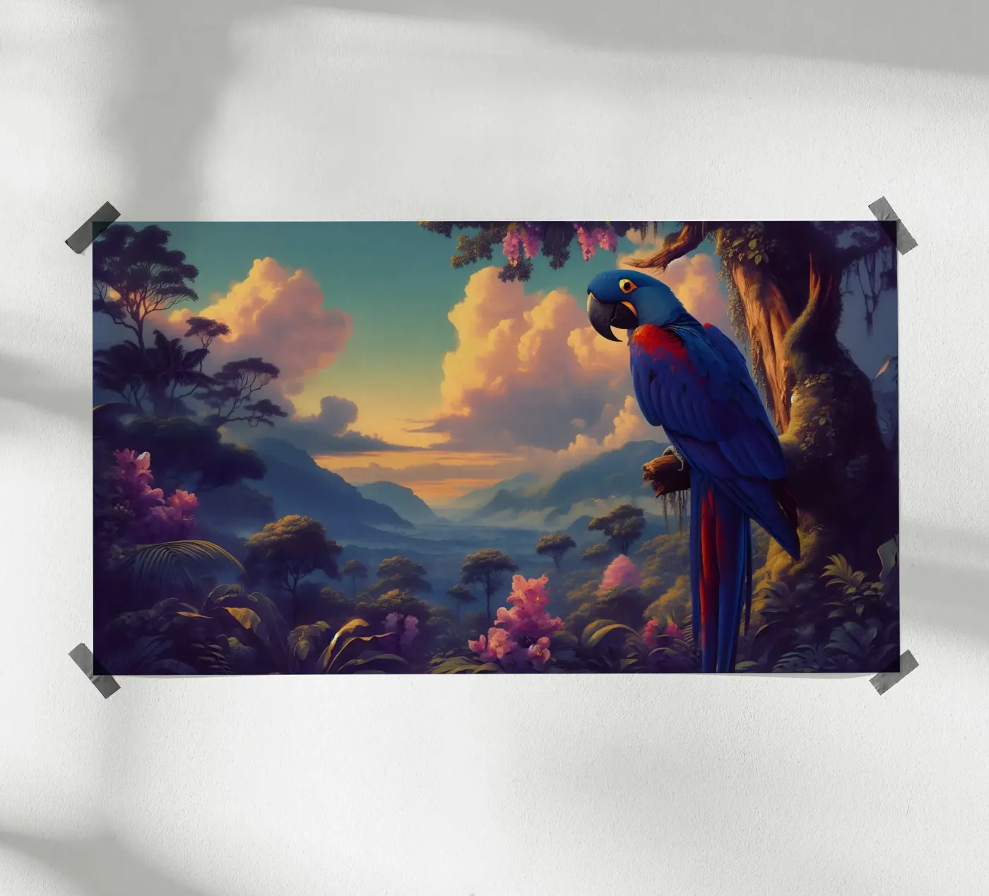 BLAUWE ARA poster van RUBIANT ART