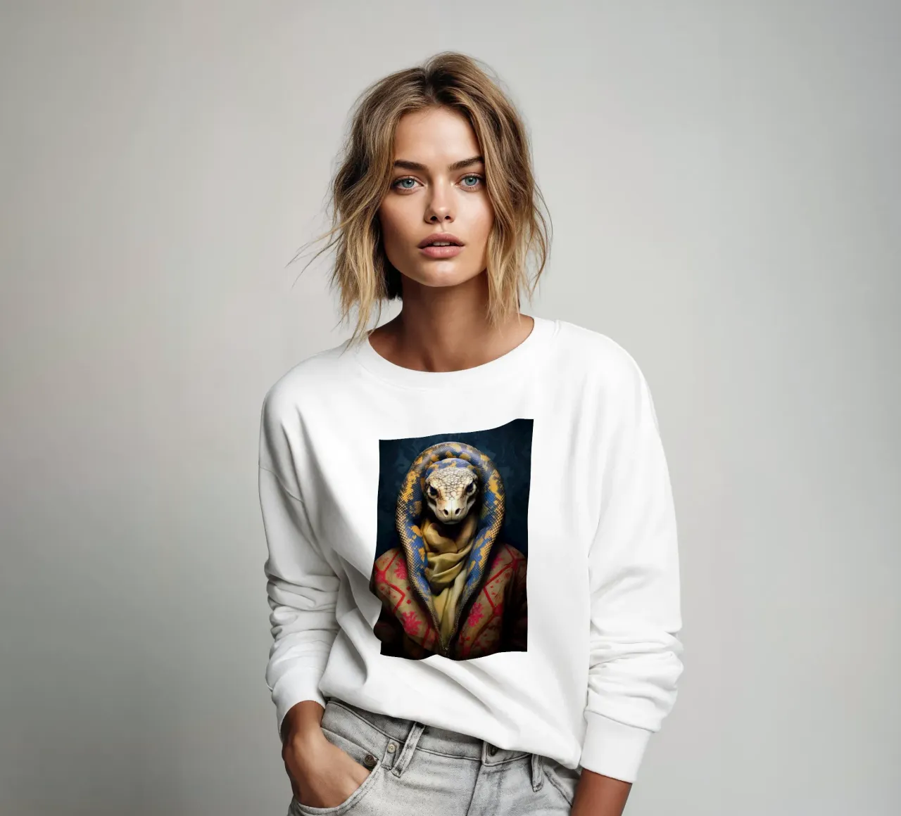 Serpente hipster arte animale felpa da Justyna Jaszke JBJart