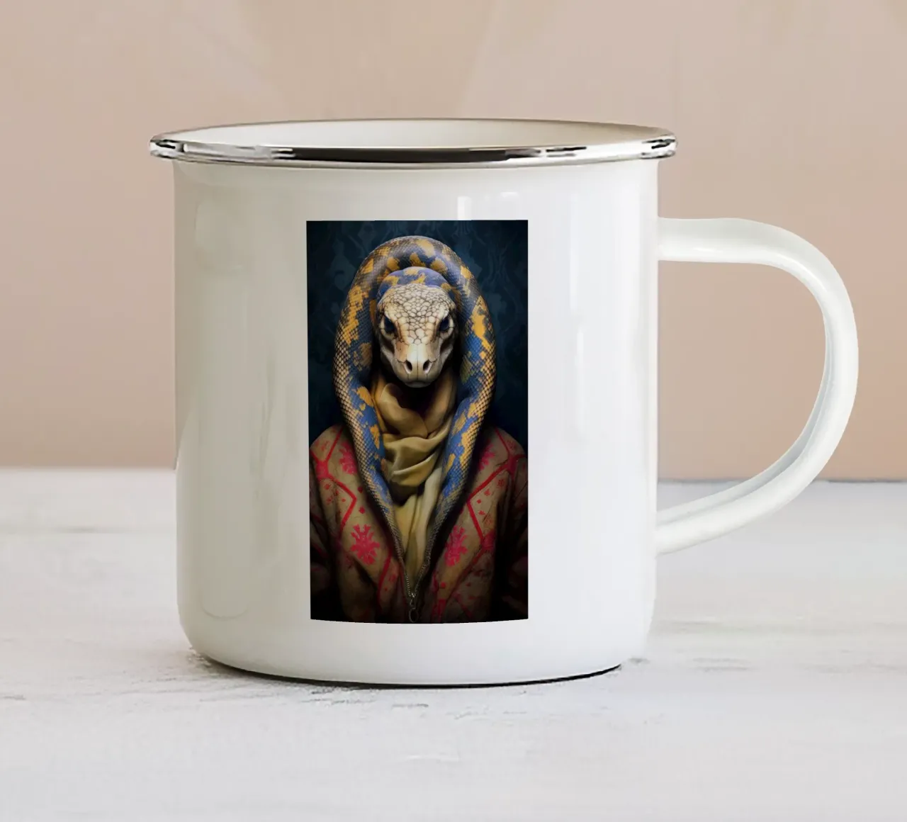 Serpente hipster arte animale tazza in smalto da Justyna Jaszke JBJart