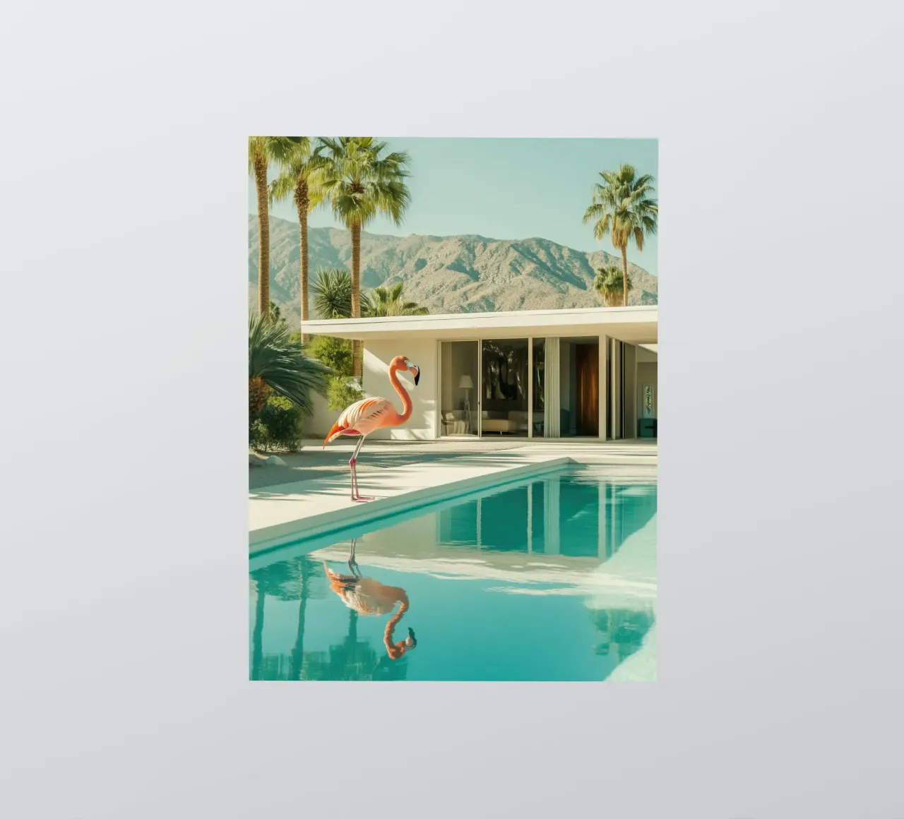 Flamingo by the pool Art sticker by Carinaprint