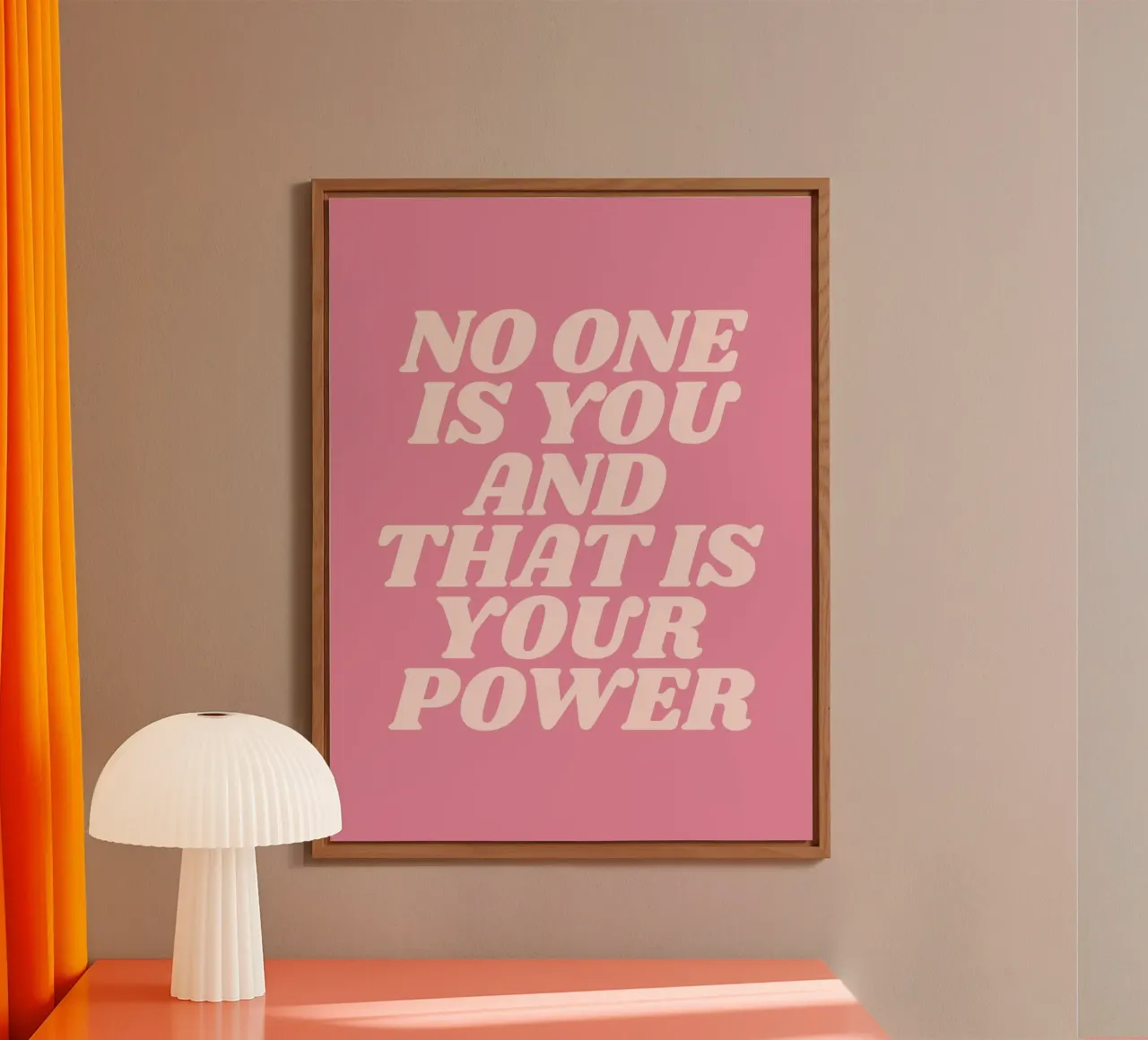 Nadie eres tú y ese es tu poder cita (Pink Tone) aluminio dibond de Paigaam Studio