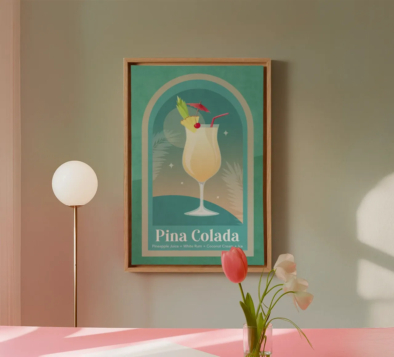 Emel Tunaboylu - Zachte pastel Pina Colada canvas met Baklijst van The Artcircle