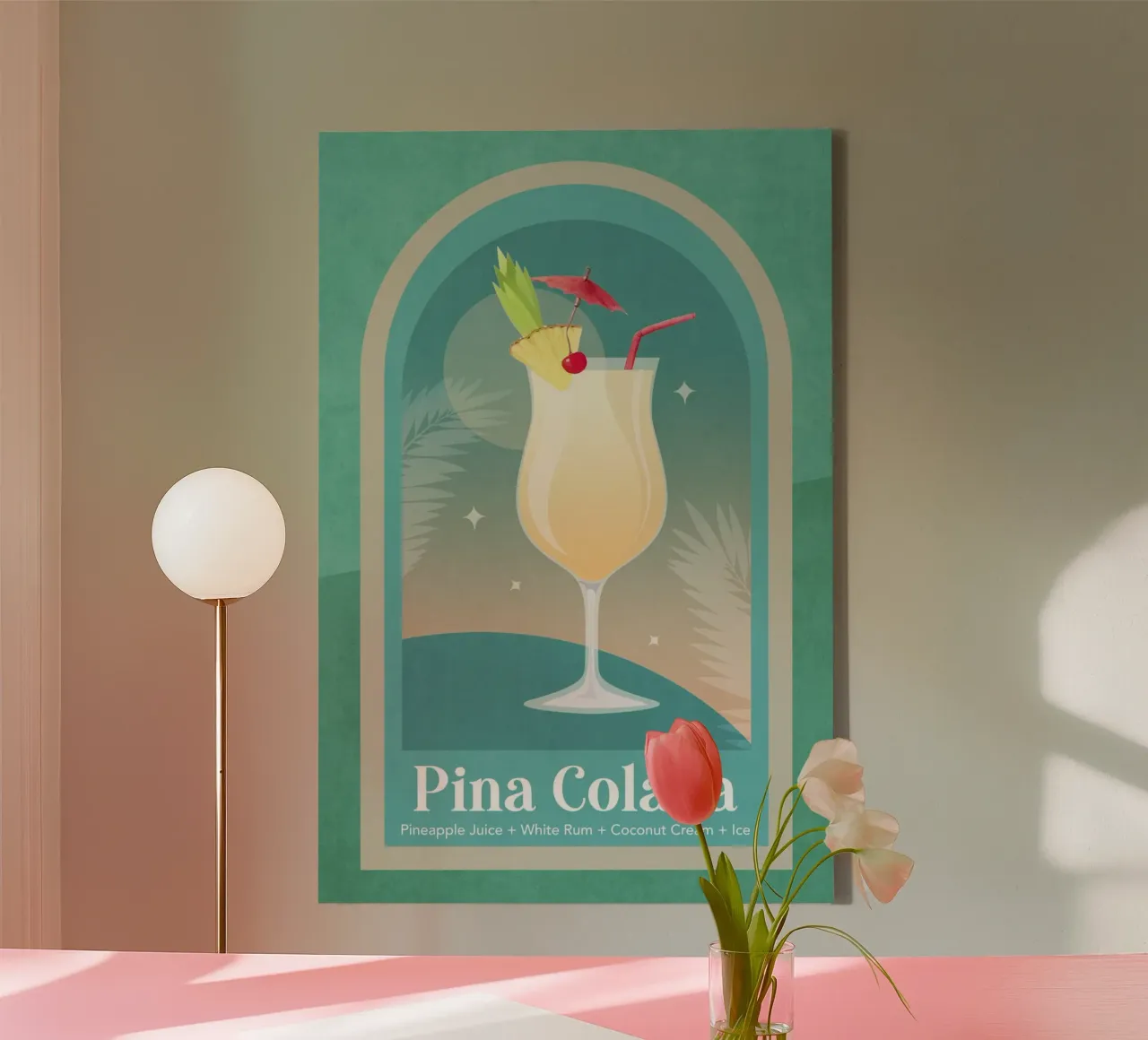Emel Tunaboylu - Zachte pastel Pina Colada canvas met Baklijst van The Artcircle