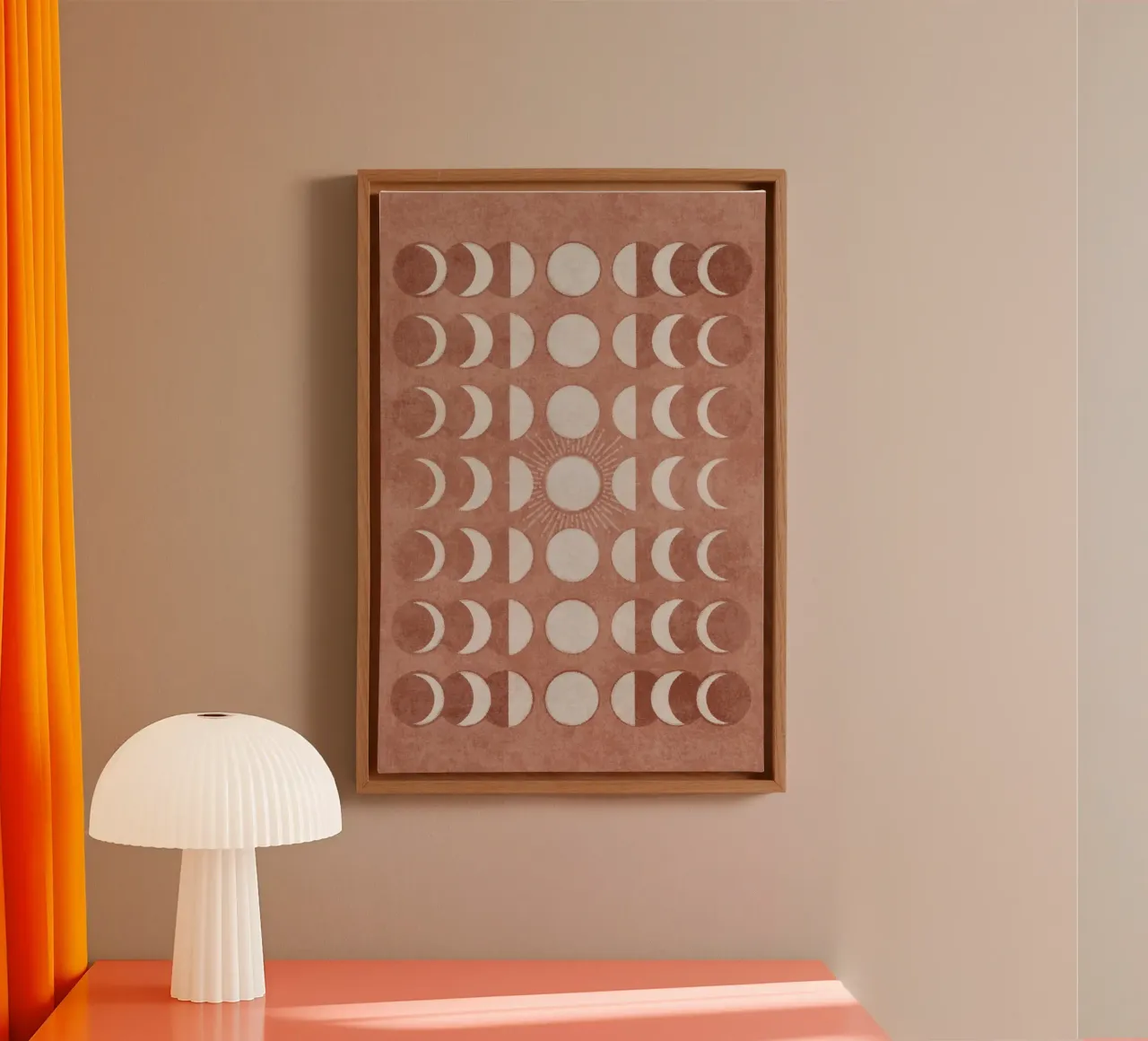 Emel Tunaboylu - Salmon Moonphase 02 tela con Cornice a cassetta da The Artcircle