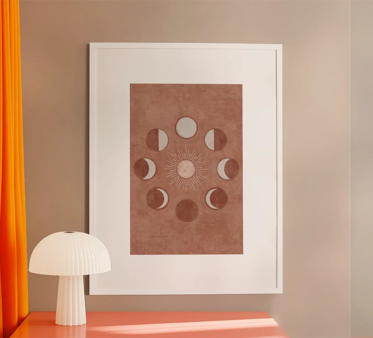 Emel Tunaboylu - Salmone Sole e Luna poster con telaio in legno da The Artcircle