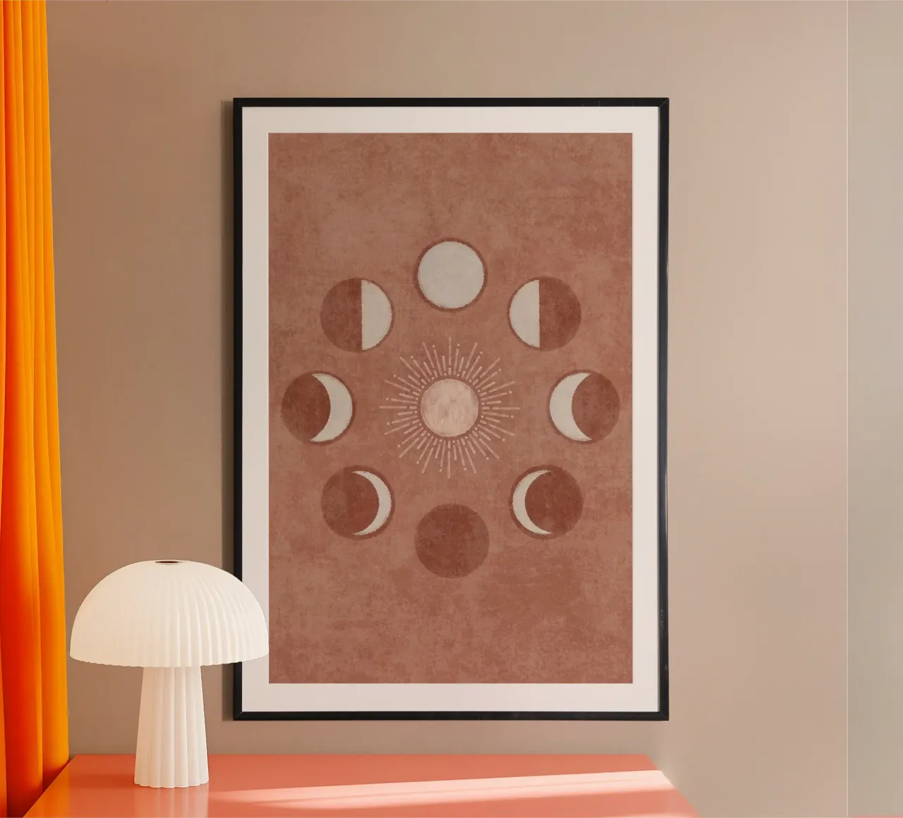 Emel Tunaboylu - Salmone Sole e Luna poster con telaio in legno da The Artcircle