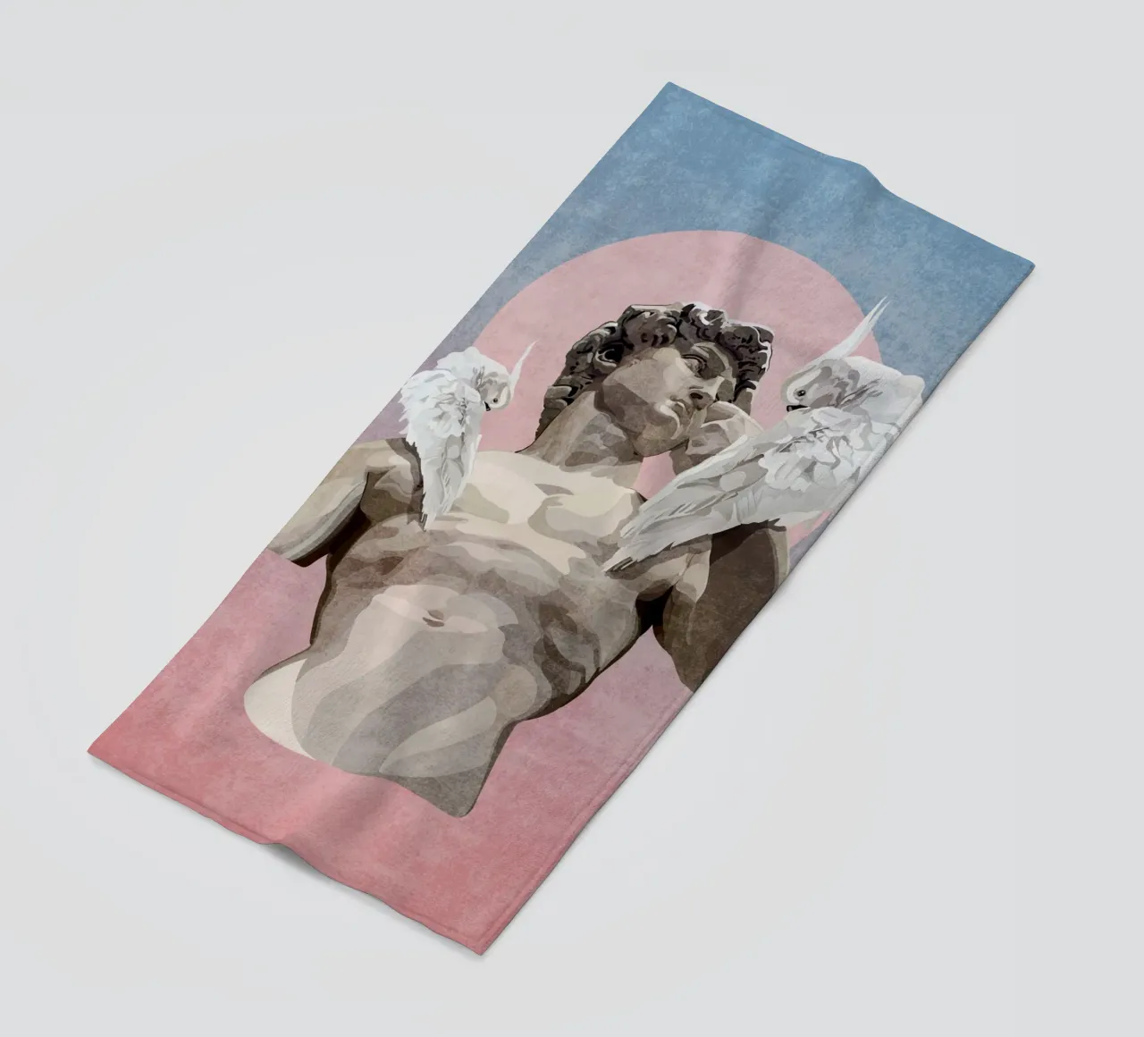 Emel Tunaboylu - Statua di Davide con pappagallo telo mare da The Artcircle