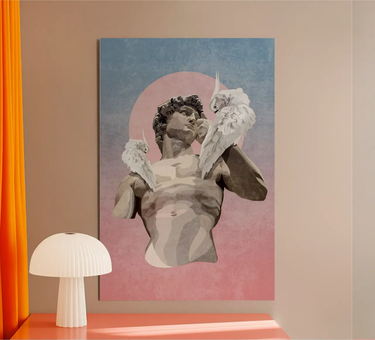 Emel Tunaboylu - Statua di Davide con pappagallo alluminio dibond da The Artcircle