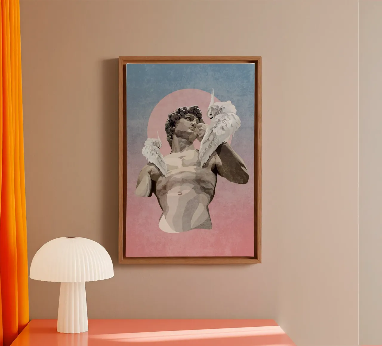 Emel Tunaboylu - Statua di Davide con pappagallo tela da The Artcircle