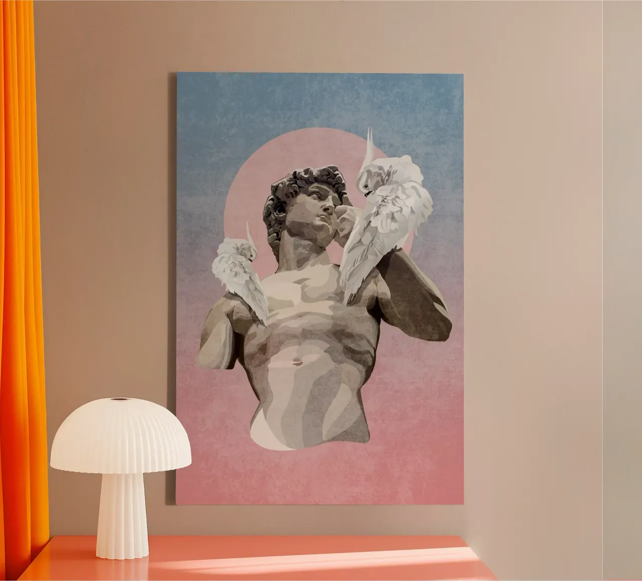 Emel Tunaboylu - Statua di Davide con pappagallo tela da The Artcircle