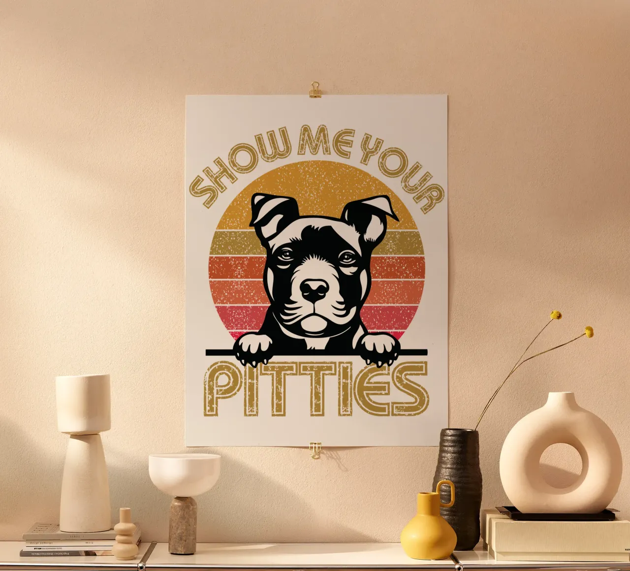 Mostrami i tuoi Pitties, amante dei cani Pitbull poster con telaio in plastica da ririedis
