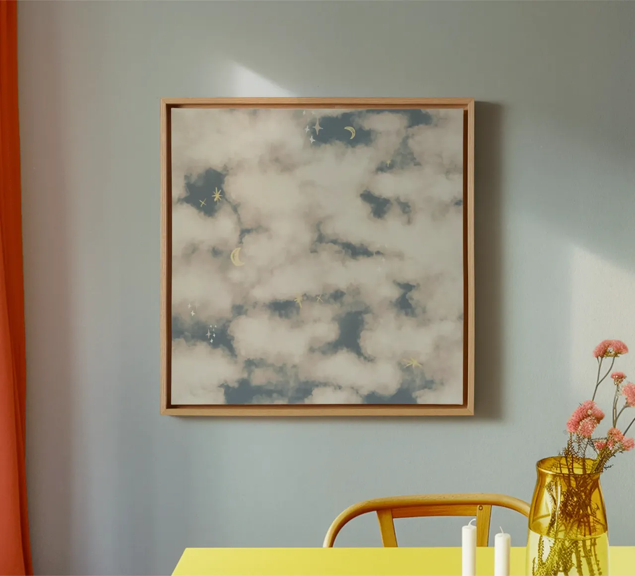 Boho Magical Clouds tela con Cornice a cassetta da anisillustration