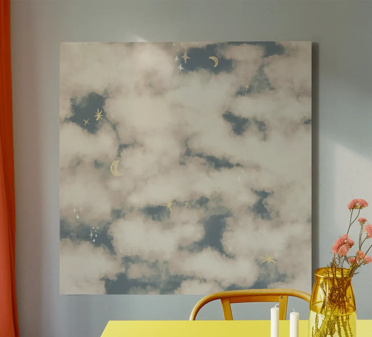 Boho Magical Clouds tela con Cornice a cassetta da anisillustration