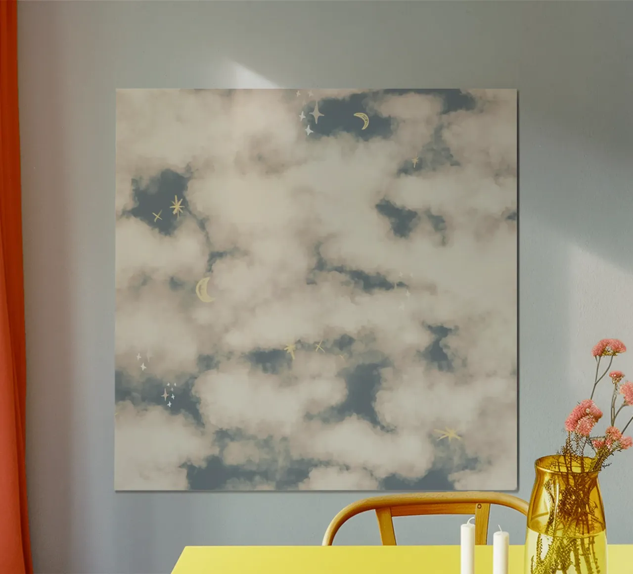 Boho Magical Clouds poster con marco de aluminio de anisillustration
