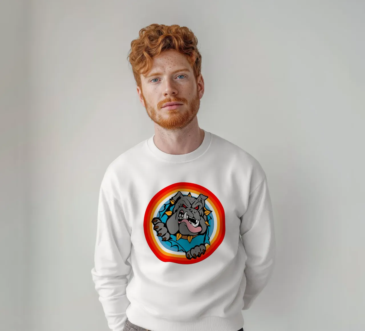 Bulldog Faccia arrabbiata Divertente design retrò felpa da ririedis
