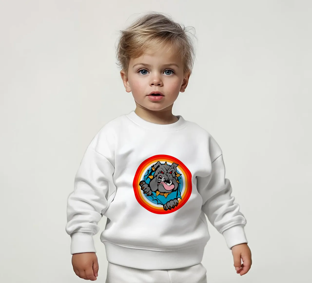 Bulldog Faccia arrabbiata Divertente design retrò felpa neonato da ririedis