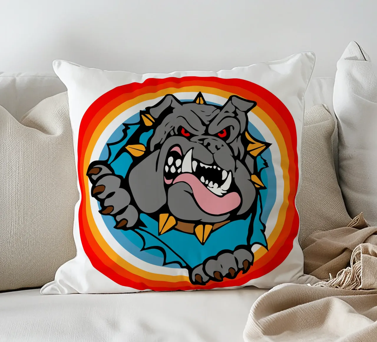 Bulldog Faccia arrabbiata Divertente design retrò cuscino da ririedis