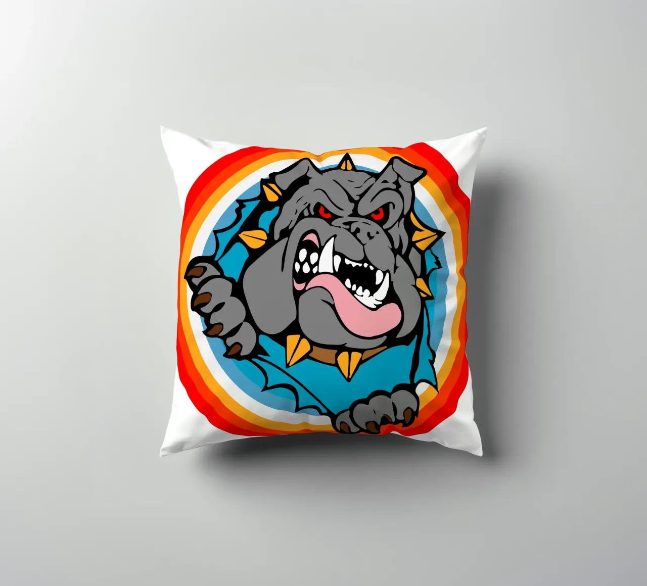 Bulldog Faccia arrabbiata Divertente design retrò cuscino da ririedis