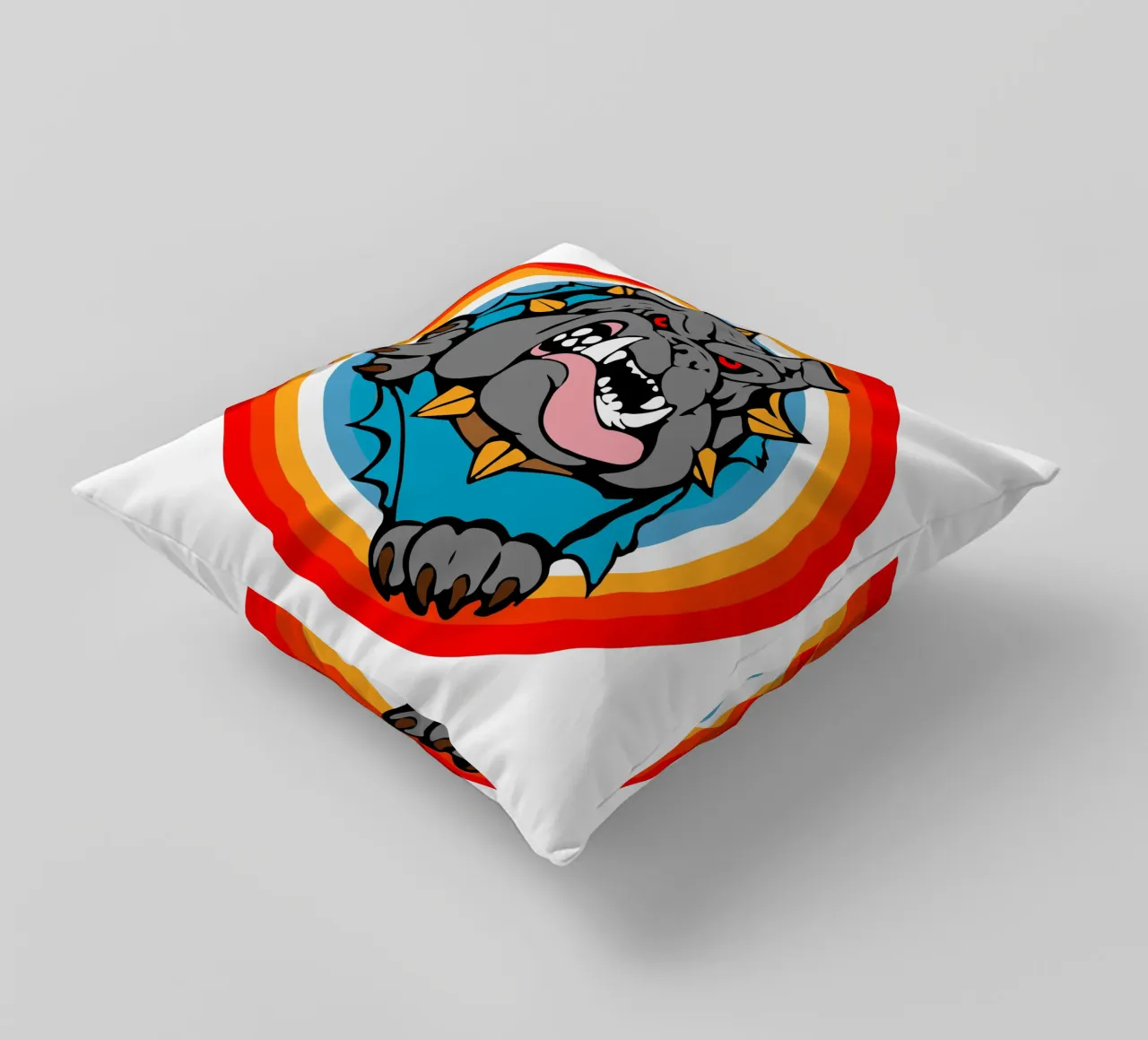 Bulldog Faccia arrabbiata Divertente design retrò cuscino da ririedis