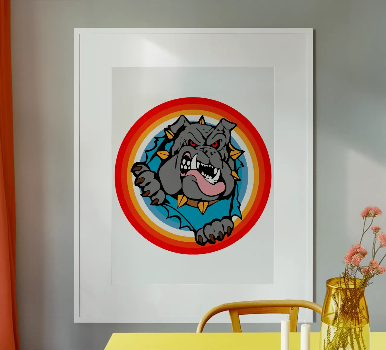 Bulldog Faccia arrabbiata Divertente design retrò carta hahnemühle da ririedis