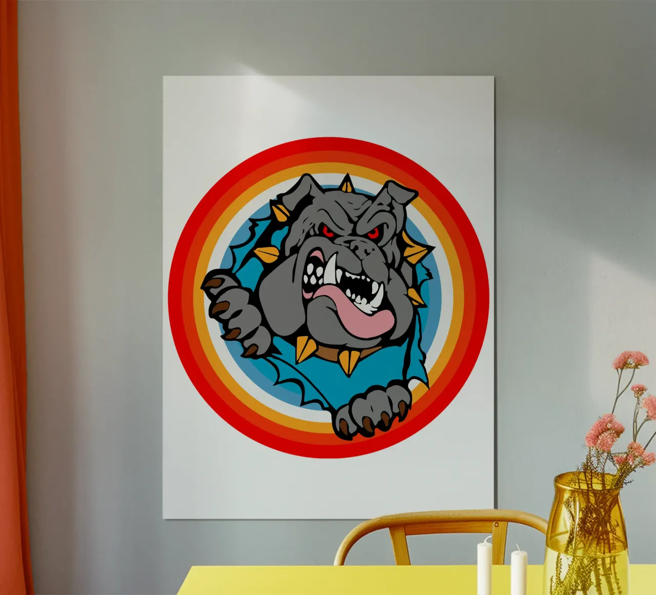 Bulldog Faccia arrabbiata Divertente design retrò carta hahnemühle da ririedis