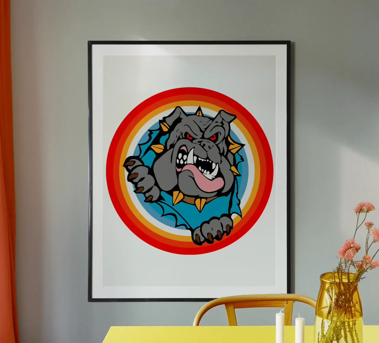 Bulldog Faccia arrabbiata Divertente design retrò carta hahnemühle da ririedis