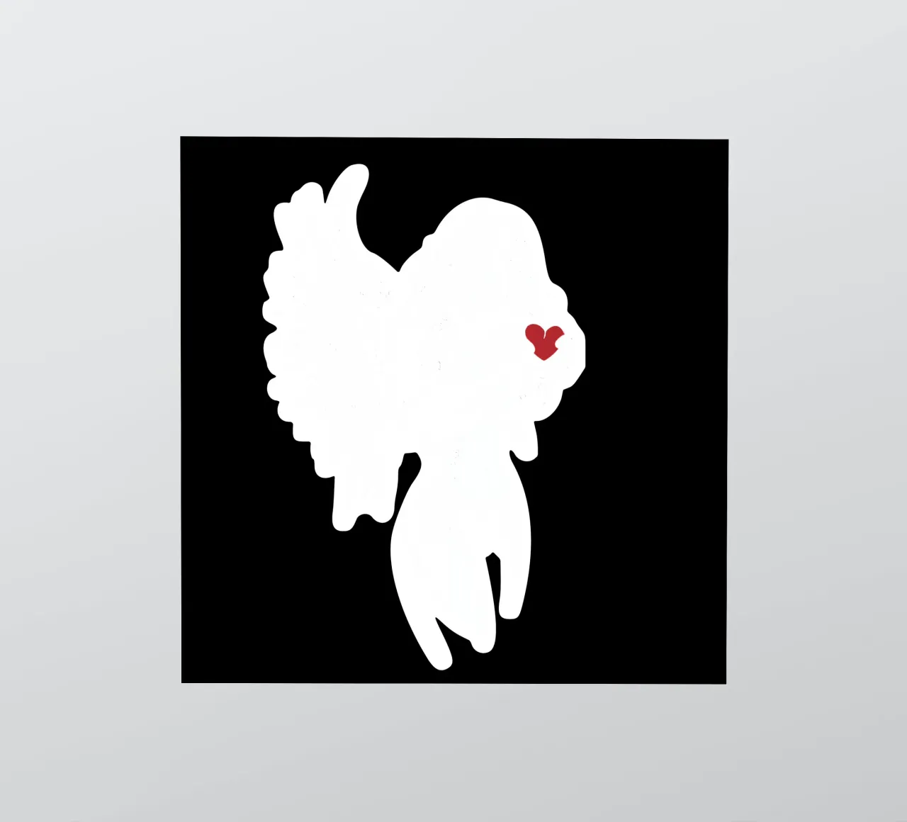 Black angel with red heart sticker by Autofocus