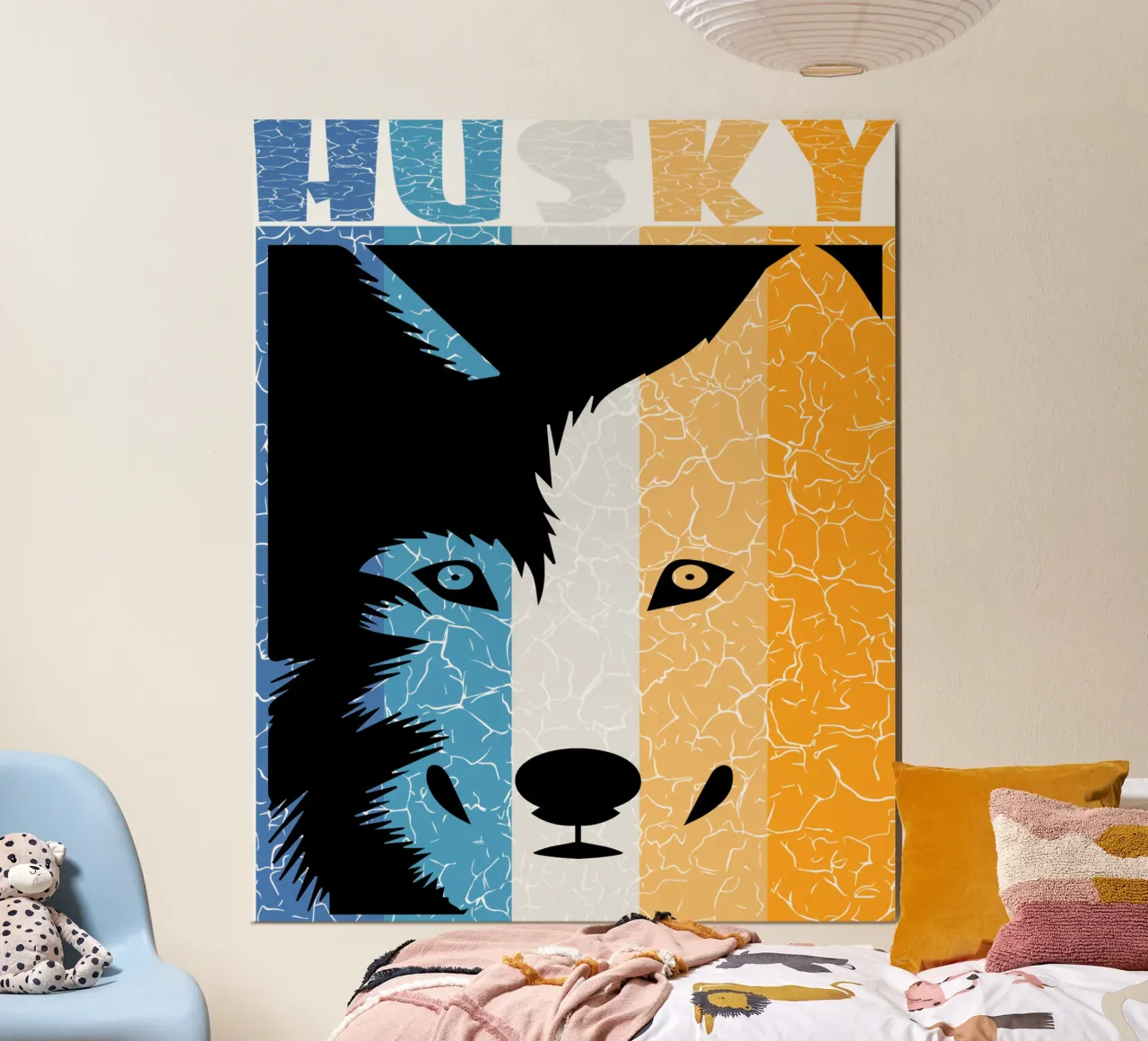 Husky Hund Retro Design für Hundeliebhaber Poster mit Aluminium Rahmen von ririedis