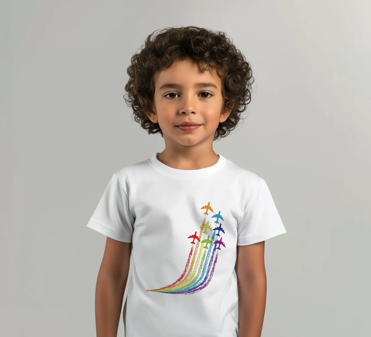 Regenbogenflugzeug Einzigartiges Design Kinder T-Shirt von ririedis