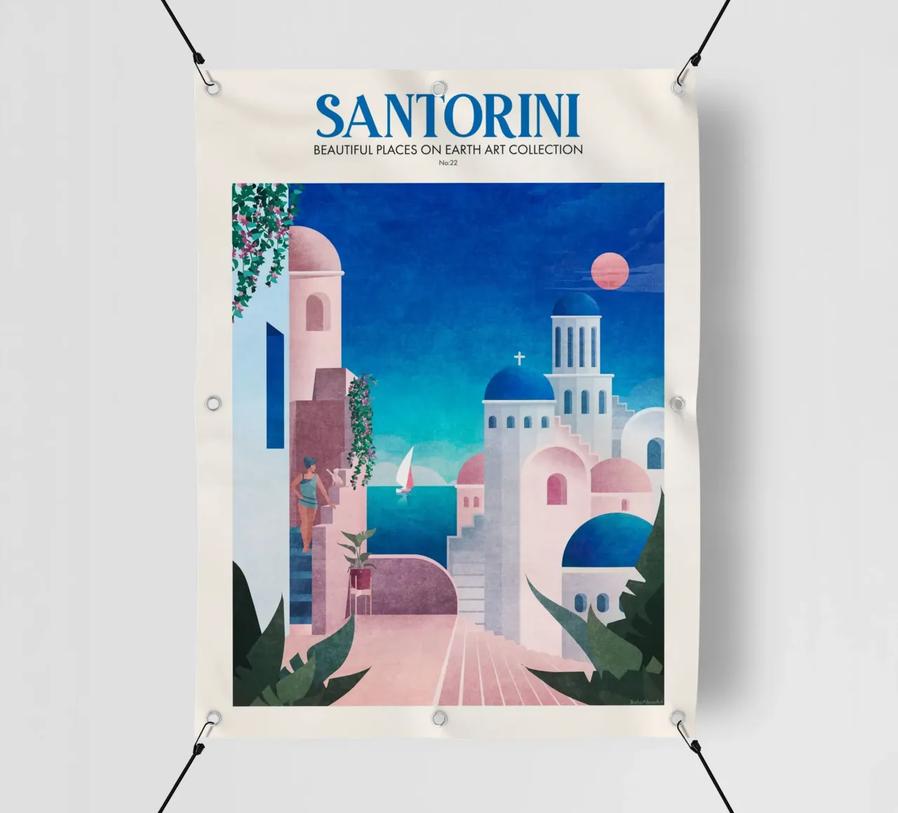 Emel Tunaboylu - Viaggio Santorini telo in pvc da The Artcircle