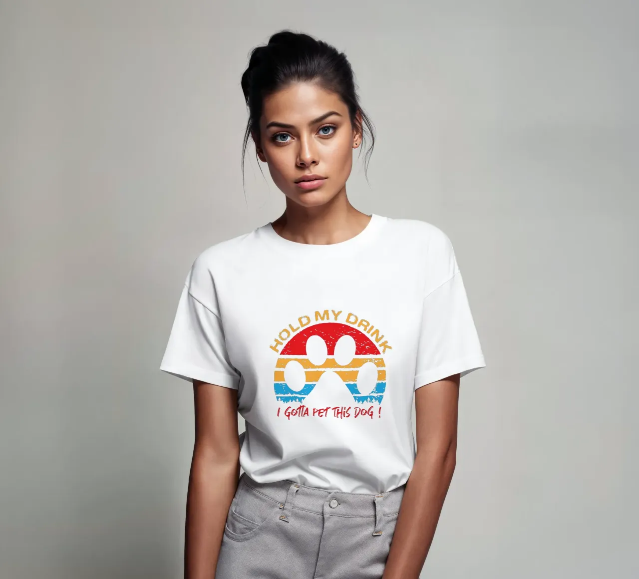 Halte mein Getränk, ich muss diesen Hund streicheln T-Shirt von ririedis