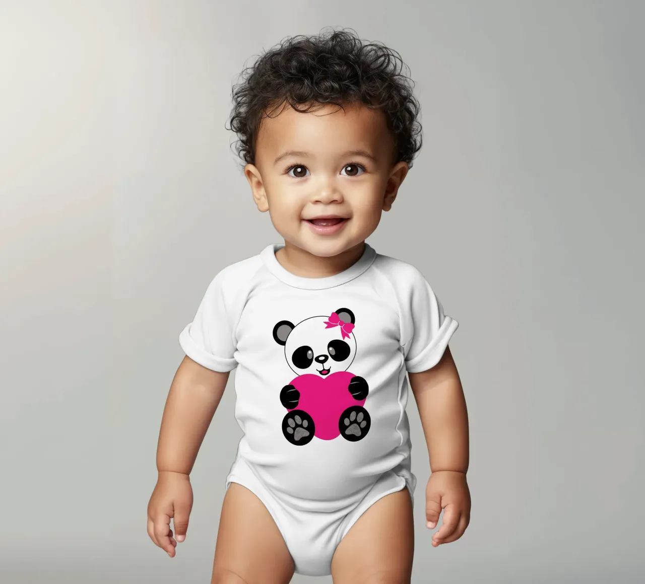 Pandabär Liebessymbol für sie lustiges Design Kurzarm Babybody von ririedis