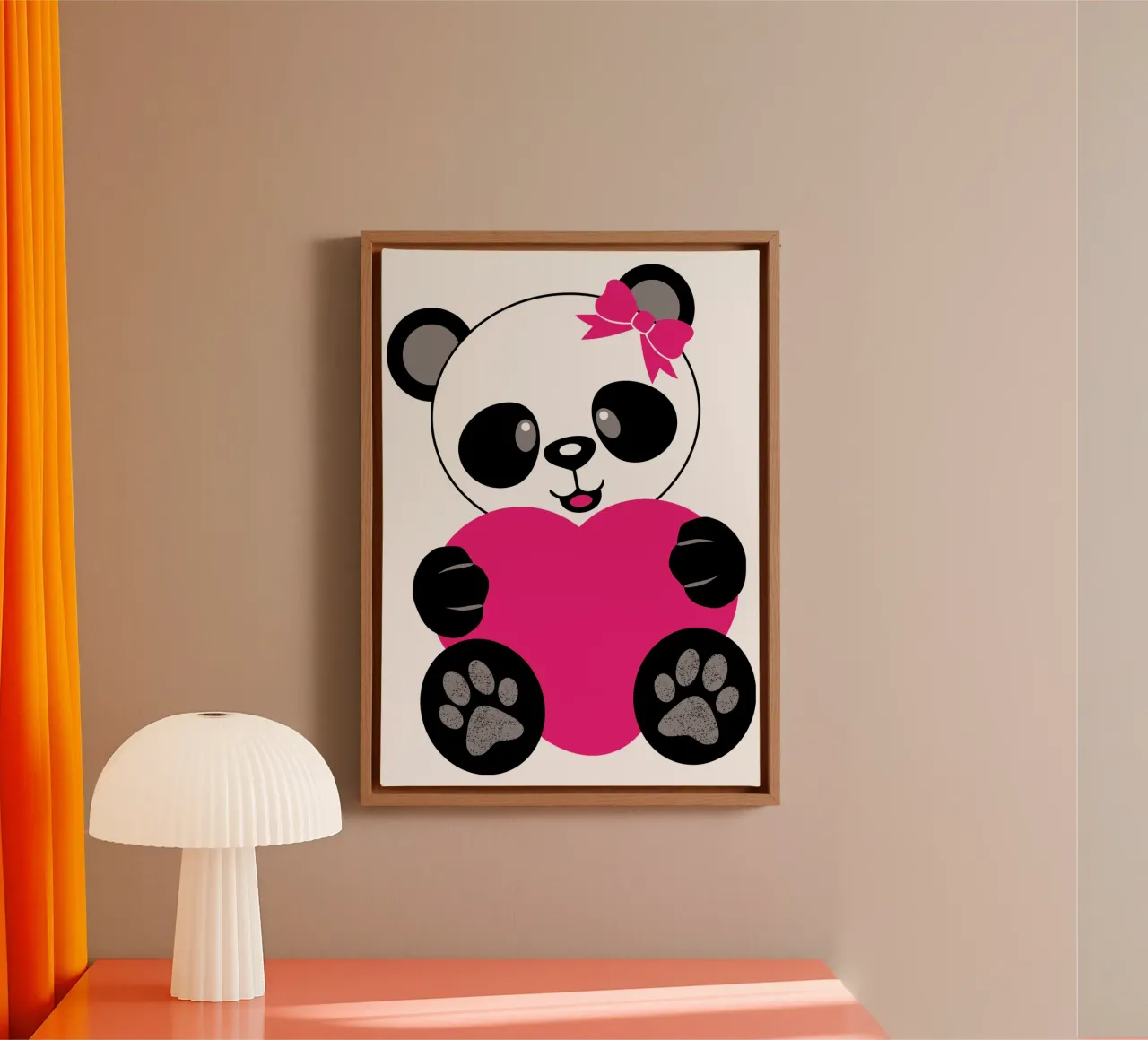 Pandabär Liebessymbol für sie lustiges Design Leinwand mit Schattenfugenrahmen von ririedis