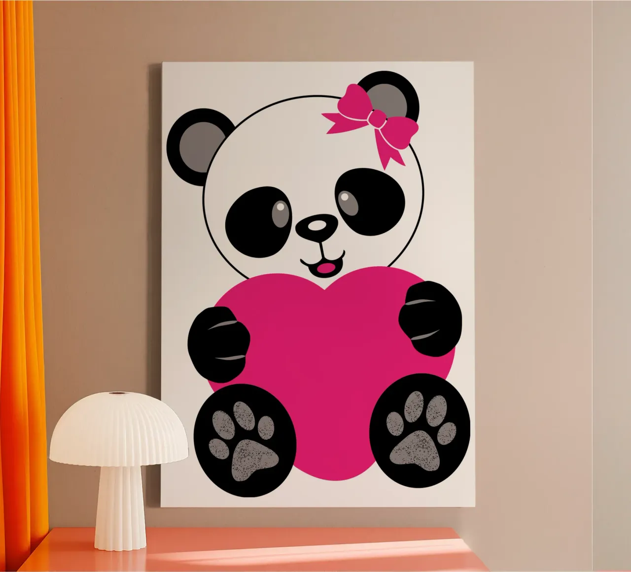 Pandabär Liebessymbol für sie lustiges Design Leinwand mit Schattenfugenrahmen von ririedis