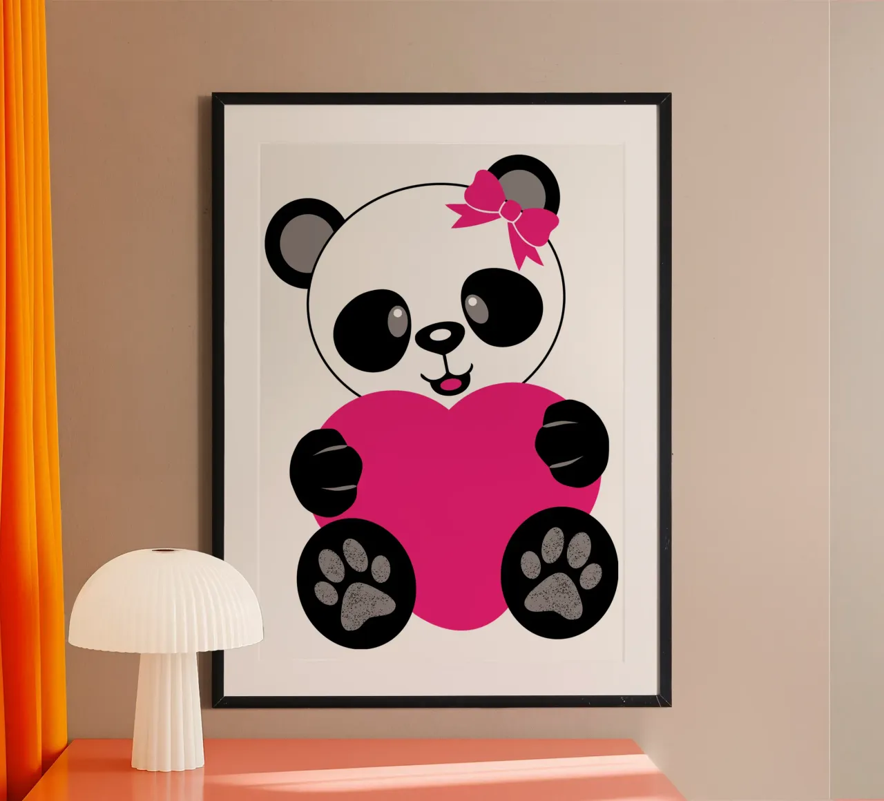 Pandabär Liebessymbol für sie lustiges Design Poster mit Holzrahmen von ririedis