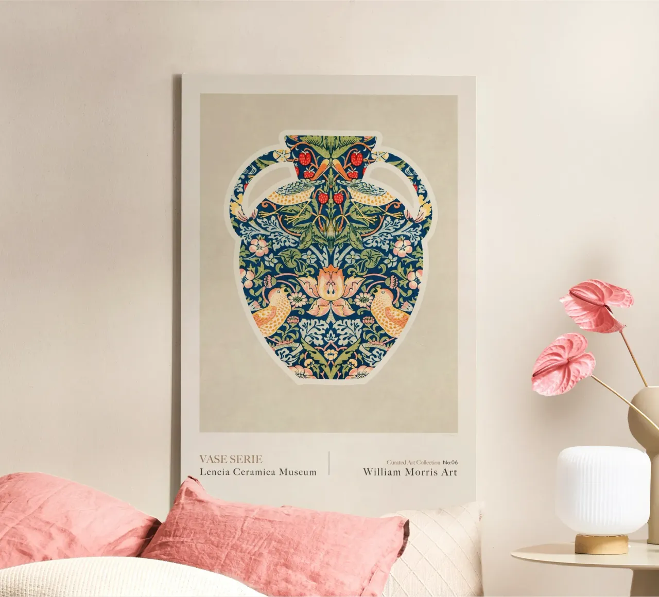 Emel Tunaboylu - William Morris - Vaso greco 06 tela con Cornice a cassetta da The Artcircle