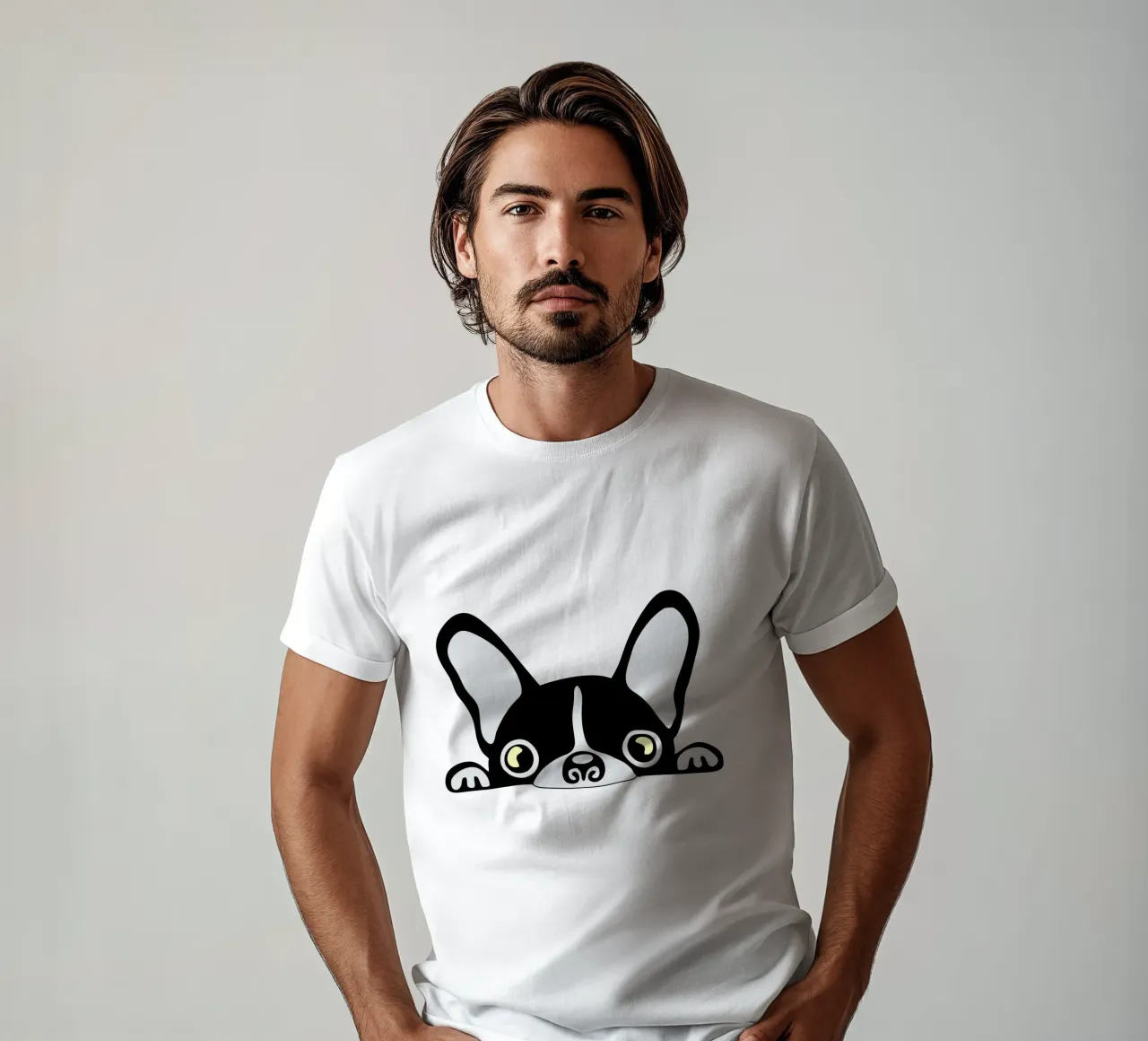Faccia di cane che sbircia Design di un meme divertente t-shirt da ririedis