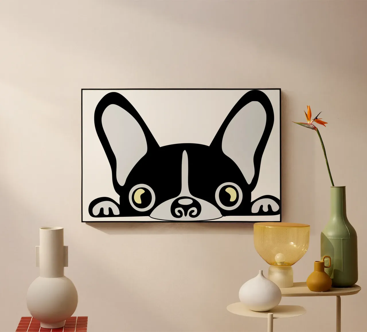 Faccia di cane che sbircia Design di un meme divertente plexiglass da ririedis